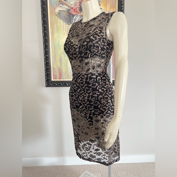 BCBG MAXAZRIA Riley Metallic Leopard Dress BLACK - GOLD Metallic - Picture 7 of 10